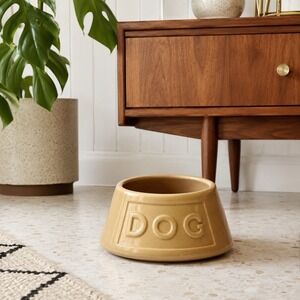 Mason Cash British Stoneware Dog Bowl MCM Style Non Tip Floppy Ear 1.6L Tan